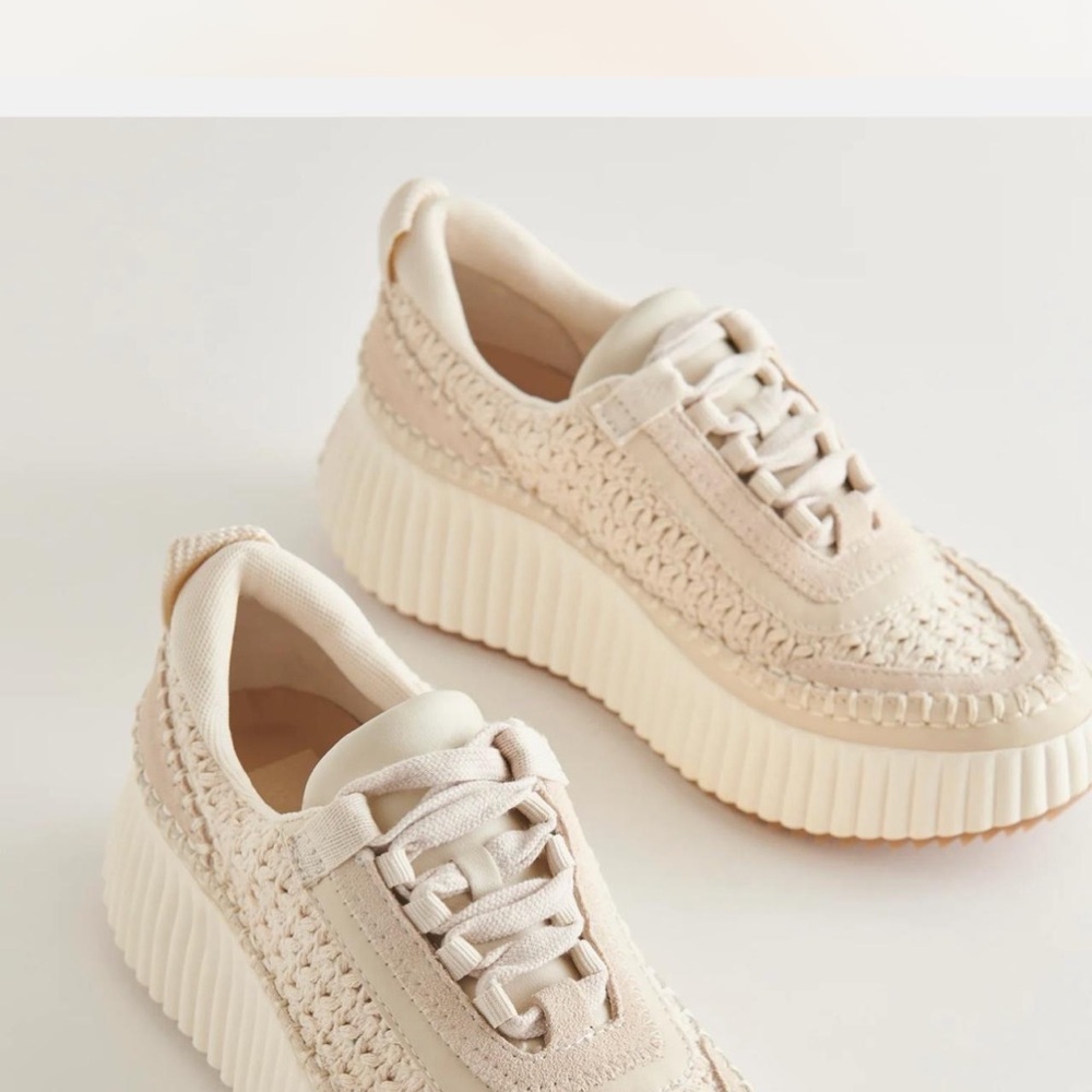 Dolce Vita Cream Sneakers with Ribbed Sole